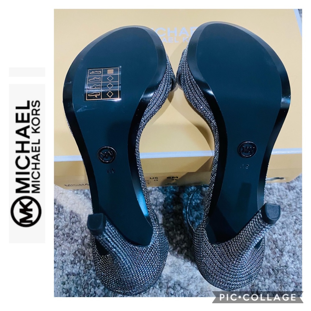 🆕 MICHAEL KORS Hutton Sandal Glitter Chain Mesh - Picture 4 of 5